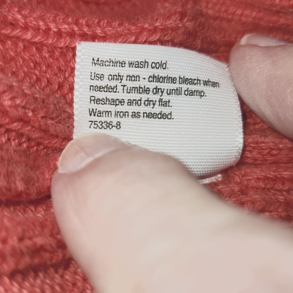 St. John's Bay, Women's, M, Crew Neck, Long Sleeve, Red, Cable &Straight Stitch - Picture 7 of 7